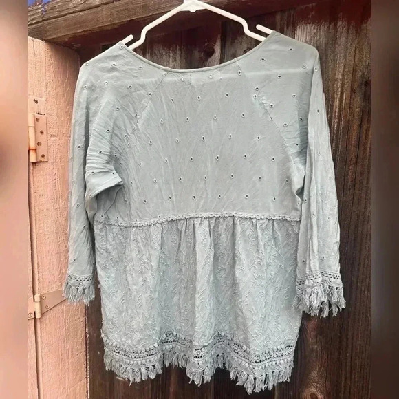New Johnny Was 4LoveAndLiberty Blue Boho Embroidered Blouse - Picture 2 of 4